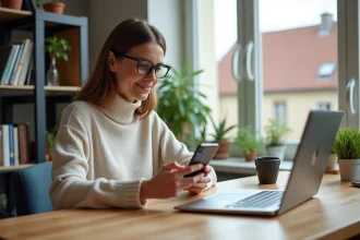 Femme travaillant à son bureau à Strasbourg