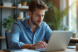 Jeune web designer compare un ordinateur et une tablette