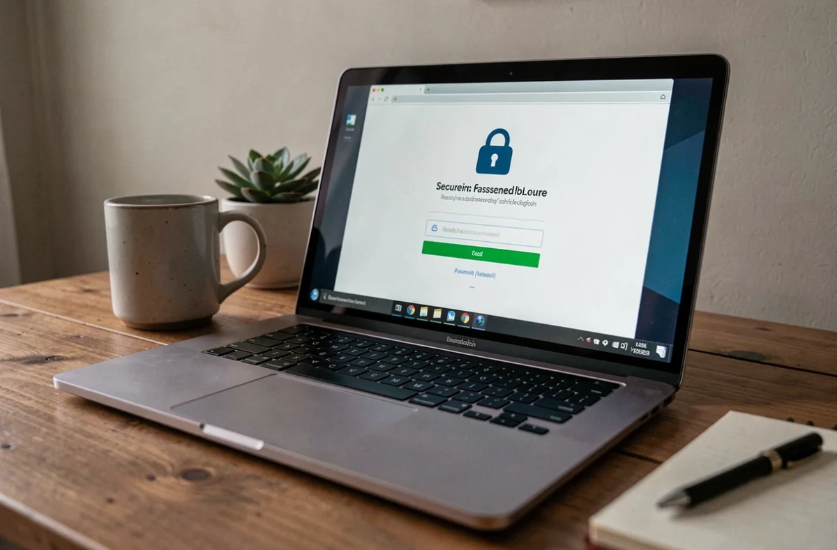 Écran d'ordinateur affichant une page de connexion sécurisée avec cadenas symbolisant la sécurité du webmail EDF